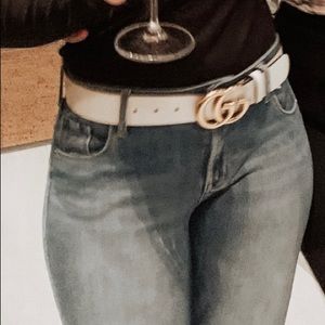 White Gucci Marmont Belt